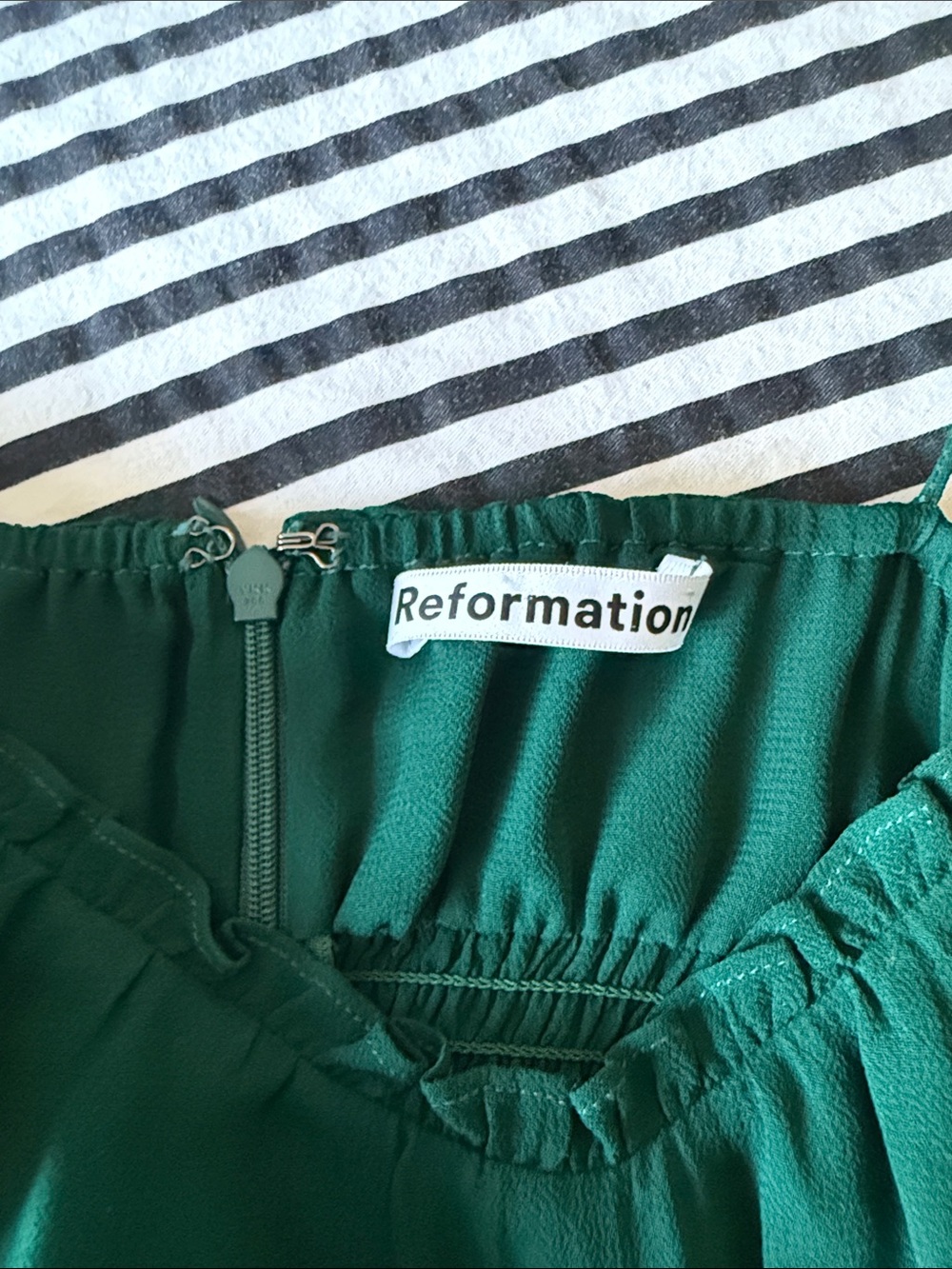 Reformation Emerald Green Mini Slip Dress - Picture 3 of 4